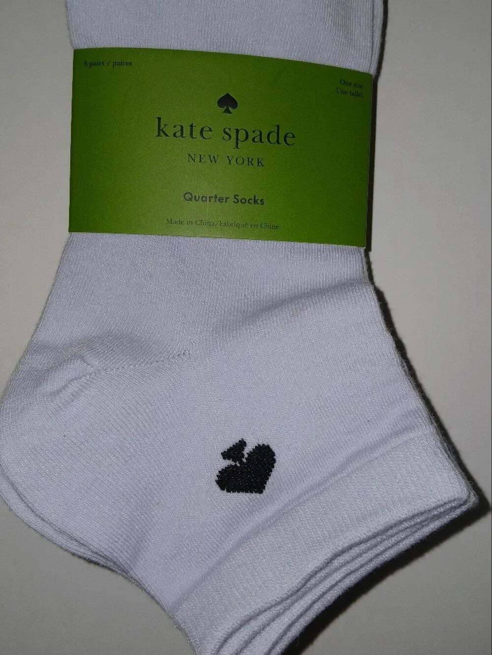 6 Pairs! kate spade new york Embroidered Logo Quarter Socks, Blue